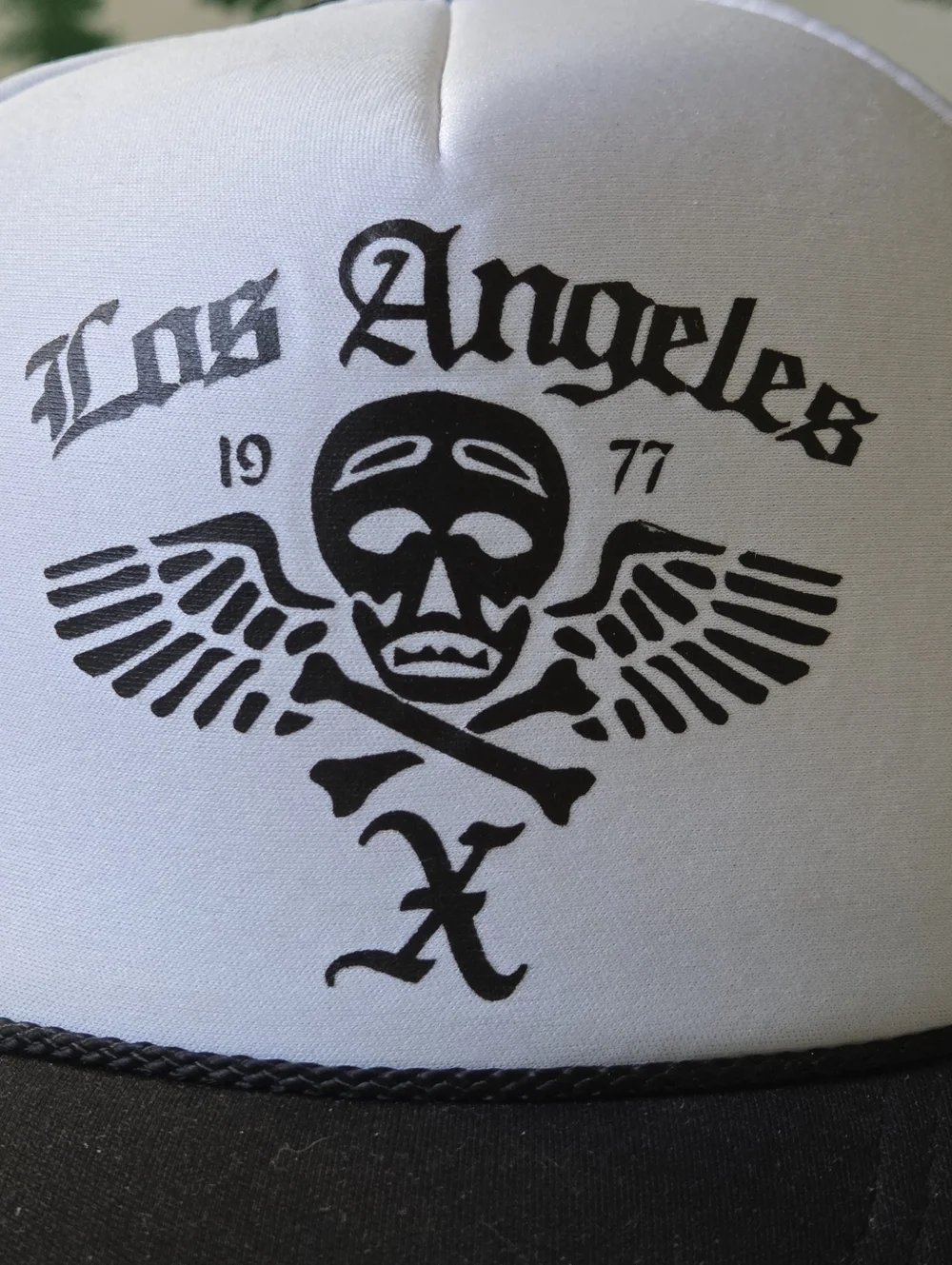 Black and White Los Angeles Graphic Trucker Hat